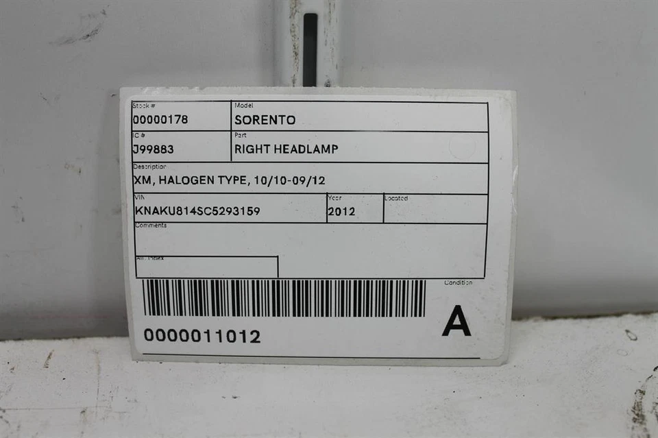 KIA SORENTO XM 10/2010-09/2012 RIGHT HEADLAMP HALOGEN TYPE - image 2 of 4