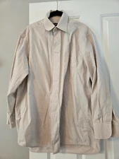 Mens Hugo Boss Tan Button Down Dress Shirt Size 16, 32/33