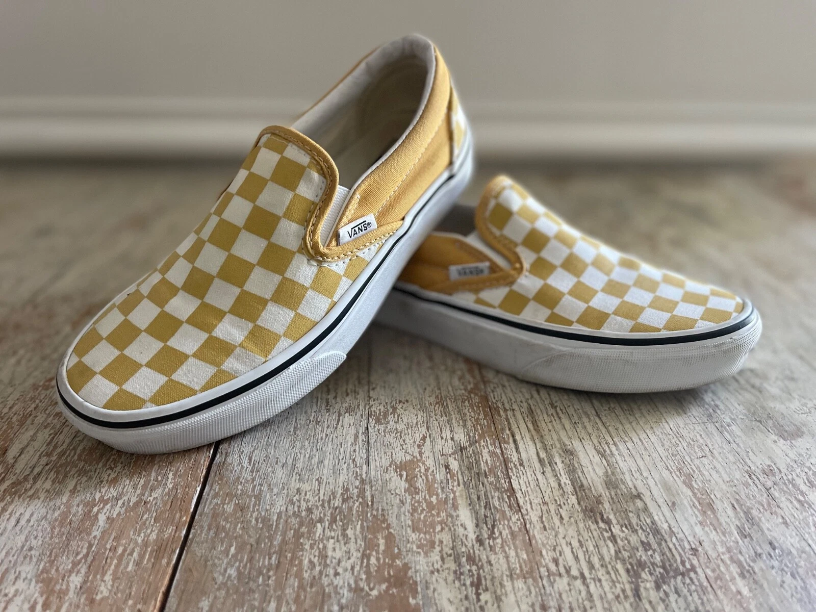 Sneakers Vans Classic a scacchiera slip on gialle taglia 6 skater retrò streetwear