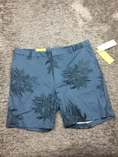 All In Motion Chino Golf Shorts Mens Size 38 Blue Floral Design Stretch