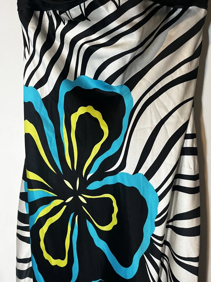 Cache длинный с бретелью через шею летнее платье 100% шелк платье абстрактный цветочный дизайн размер 6 - Изображение 3 из 4