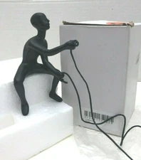 Climbing Man Wall Art Sculpture Durable Polyresin 30" Leathered Rope Matte Black