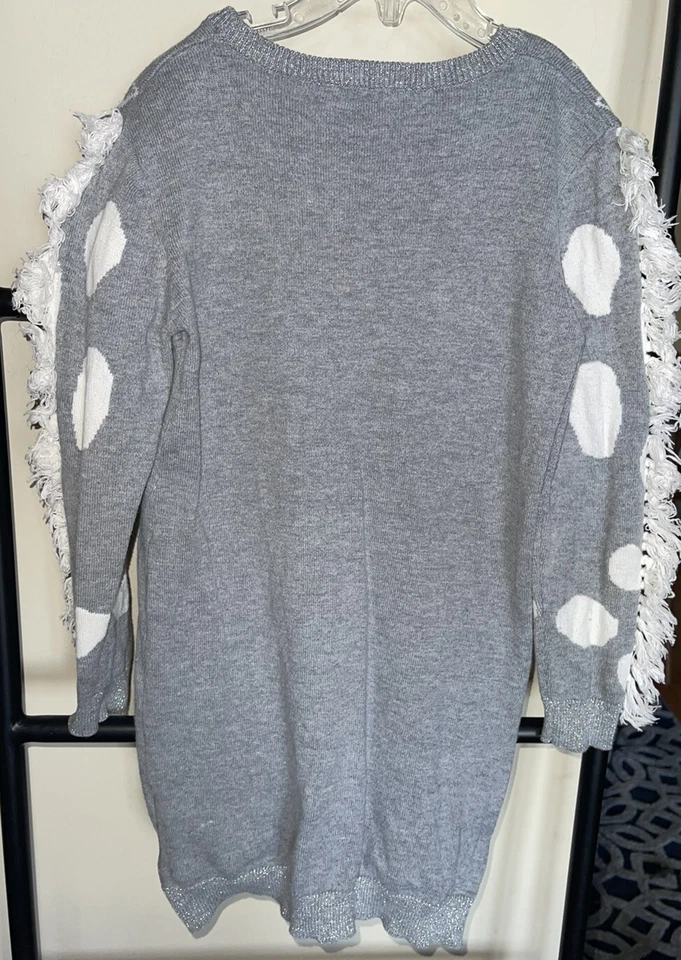 Little Marc Jacobs Grey and White Giraffe Detail Fringe Cotton Dress Size 6 114 - Image 2 of 4