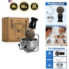 Shaving Brush Set for Men Pure Badger Hair Shaving Brush and Bowl, Exfoliat...