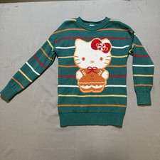 Hello Kitty Green Gingerbread Holiday Christmas Ugly Sweater Girls Size XS