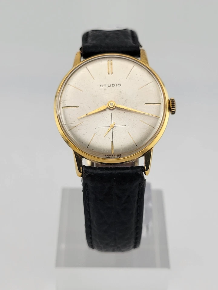 Raro Reloj Pulsera Hombre Studio Hecho por Vulcain Años 60 Chapado en Oro Hecho en Suiza. Funcionando Foto 3 de 4