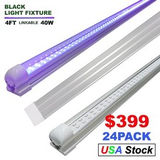 24 Pack 4 Ft UV Led Black Light Bar 40W T8 Integrated Bulbs for Bar Glow Party