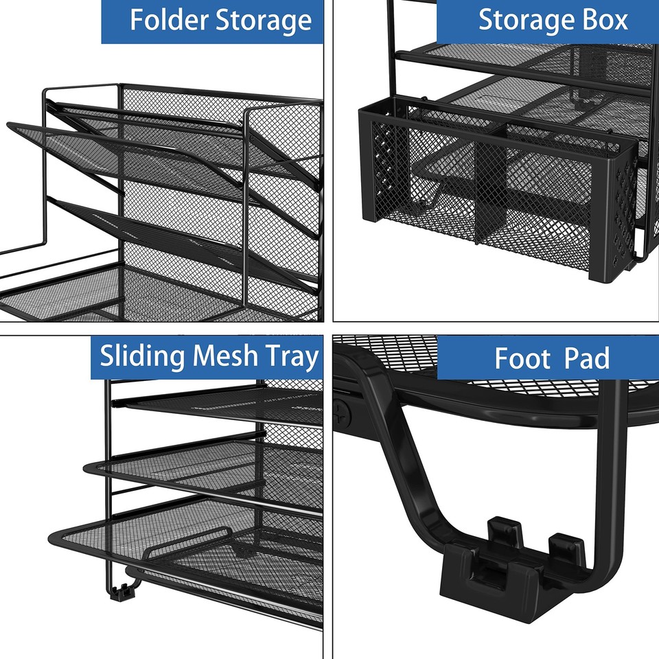 Simple Trending 7 Tier Desk File Organizer with Pen Holder & Metal ...