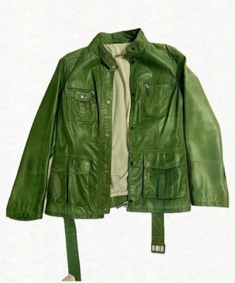 Gimo s Leather Jacket   New Without Tags, Green, Size S/M, Excellent Condition