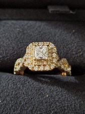 Vera Wang Love 18ct Yellow Gold Princess Diamond Halo Ring 0.95ctw GIA