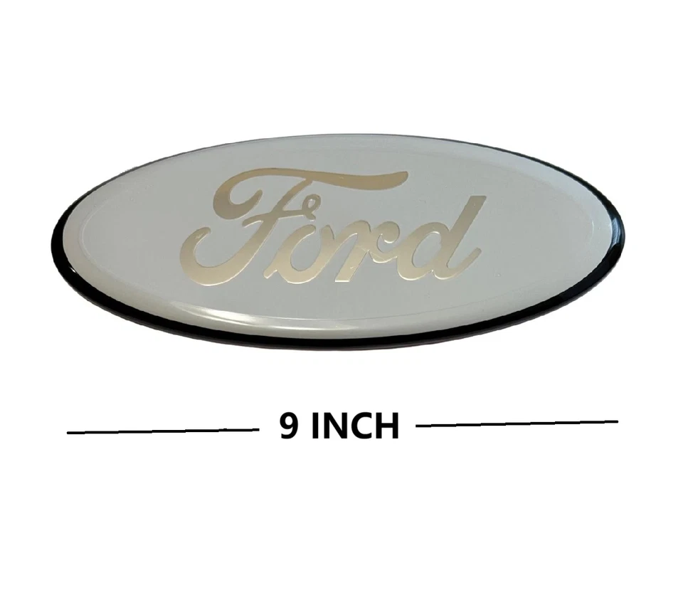 Ford 2004-2016 9 pulgadas logotipo ovalado emblema rejilla puerta trasera F150 F250 F350 blanco Foto 4 de 4