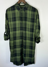 Alice + Olivia Green Tartan Plaid Shift Shirt Dress Womens Small Preppy Academia