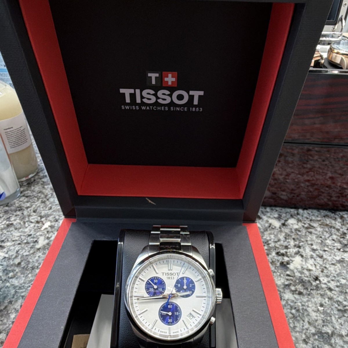 Tissot Chronograph Silver Blue Dial Stainless Steel Men's Watch