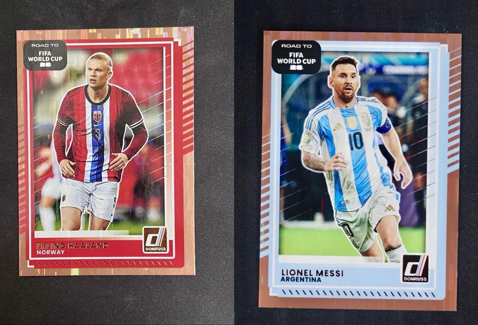 Donruss Road to FIFA WC 26 Bronze Parallel Lot - Messi #154 & Haaland #170