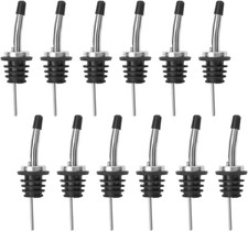 12 Pack Classic Bottle Pourers, Stainless Steel Liquor Pour Spouts Tapered Spout