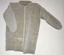 Disposable lab coat jacket white size 2X, snap closure, no pockets,quantity 30