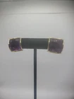 Vintage Gold Tone Earrings Pierced Stud Purple Womens Jewelry Costume