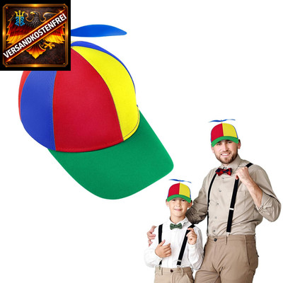 Bunte Propellermütze für Erwachsene mit rotierendem Propeller und Libelle