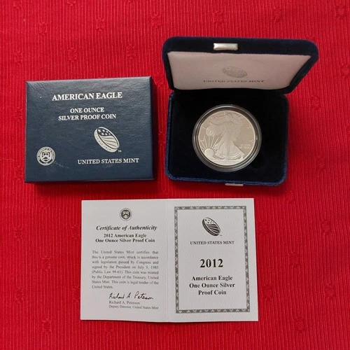 2012-W American Eagle Silver Proof Dollar 1 oz. Bullion Coin with Box & COA