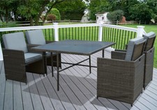 4 Seat Rattan Cube Set Outdoor Garden Furniture - Table & Chairs With Cushions