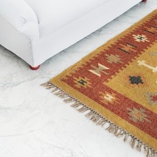 Kilim Rug, Handmade Wool Jute Rug, Boho Decor Area Carpet, Indian Dhurrie