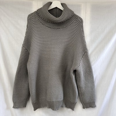 Blushing Heart Oversized Chunky Sweater Size M / L Boxy Relaxed Pullover Gray