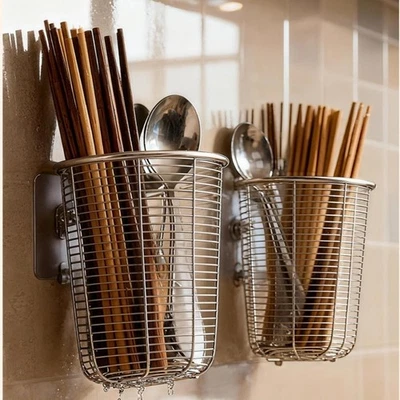 Chopstick Holder with Fast Drying Ventilation Wall Mounted 304 Stainless Steel - Image 1 of 4