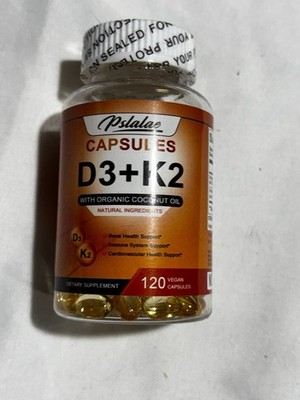 Pslalae Vitamin D3 + K2 Vegan Capsules 120 Count