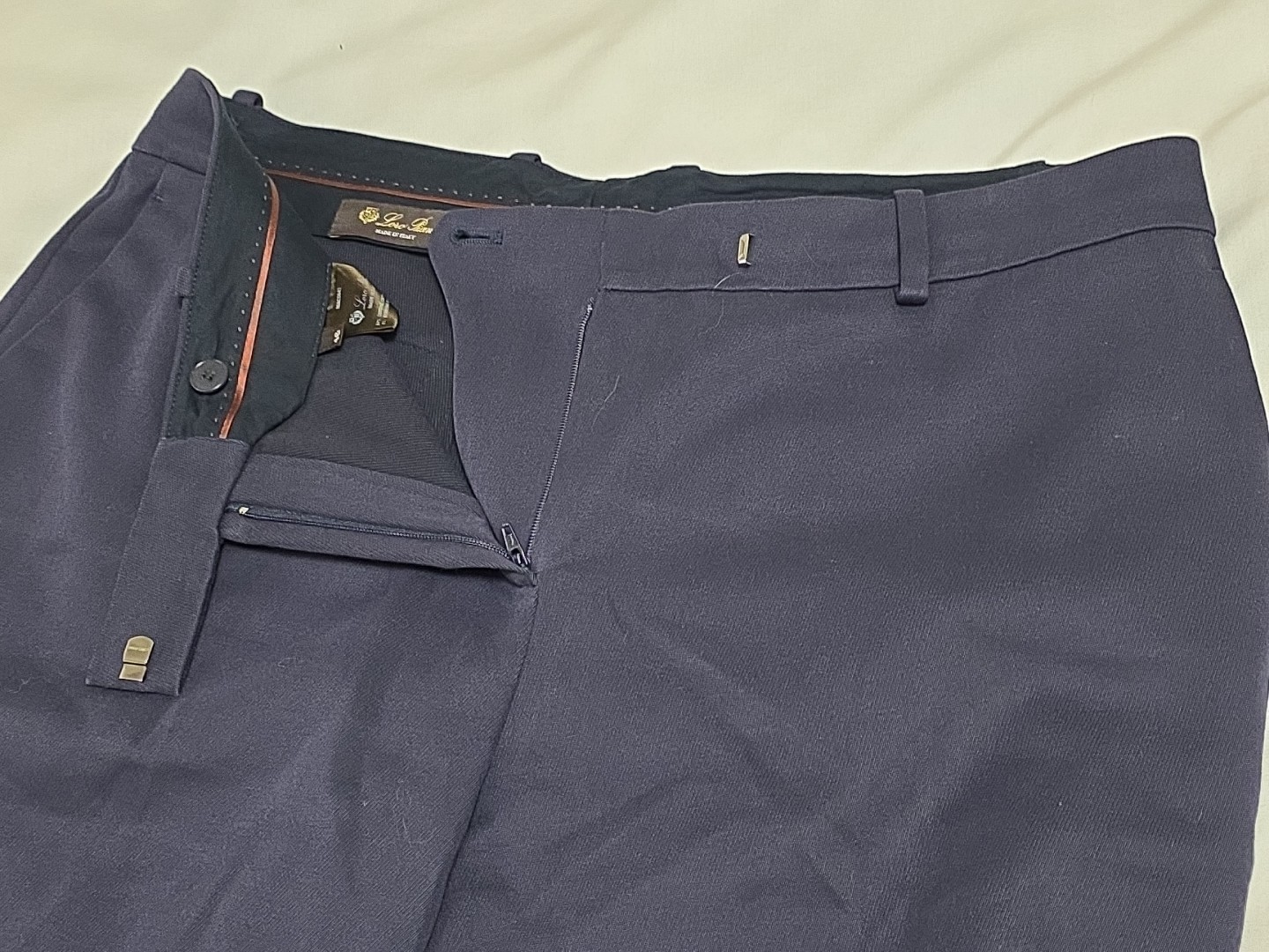 Loro Piana Italy Women's Navy Blue Luxury Dress Chino Pants SZ 46 W34×L29