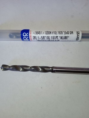 Garr Tool Series 1200H solid carbide jobber-length drill bit, EDP/GT #56451.