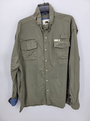 Dakota Grizzly Shirt Mens XXL 2XL Green Performance Long Sleeve Utility Pockets
