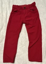 H M Boys Red Slim Fit Pants Adjustable Waistband Cotton Size 6