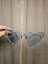 Blue Sparkle Heart Shaped Sunglasses
