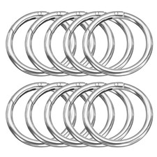 10pcs Metal Spring O Rings 1.5" Trigger Spring Keyrings Round Snap Clip Silver