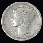 1924-D Mercury Dime 10c- Fine / Details Denver Minted