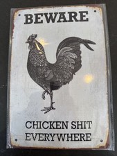 Beware Chicken S t Everywhere Classics Tin Metal Signs Home D cor 8x12