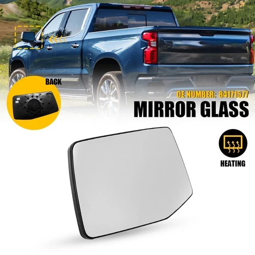 Left Driver Mirror Side Glass Heated w/ Backing For 2019-2023 GMC Sierra 1500