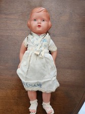 Vintage German Celluloid Doll 10  Marked 25 on Neck Original Dress Loose joints