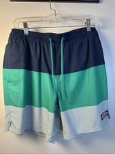 Vineyard Vines Mens Medium Swim Trunks 98. Colorblock Striped Blue Mesh Lined