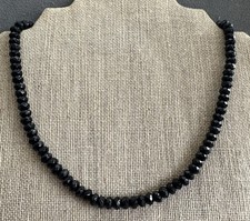 Vtg BLACK SPINEL Faceted NECKLACE Sterling Silver Double Clasp V3 Jewelers 20"