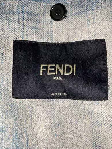 FENDI Trompe l'oeil Leather Jacket/ Size 48/ Sheepskin/ Blue/ All-Over Print/ PR thumbnail 3