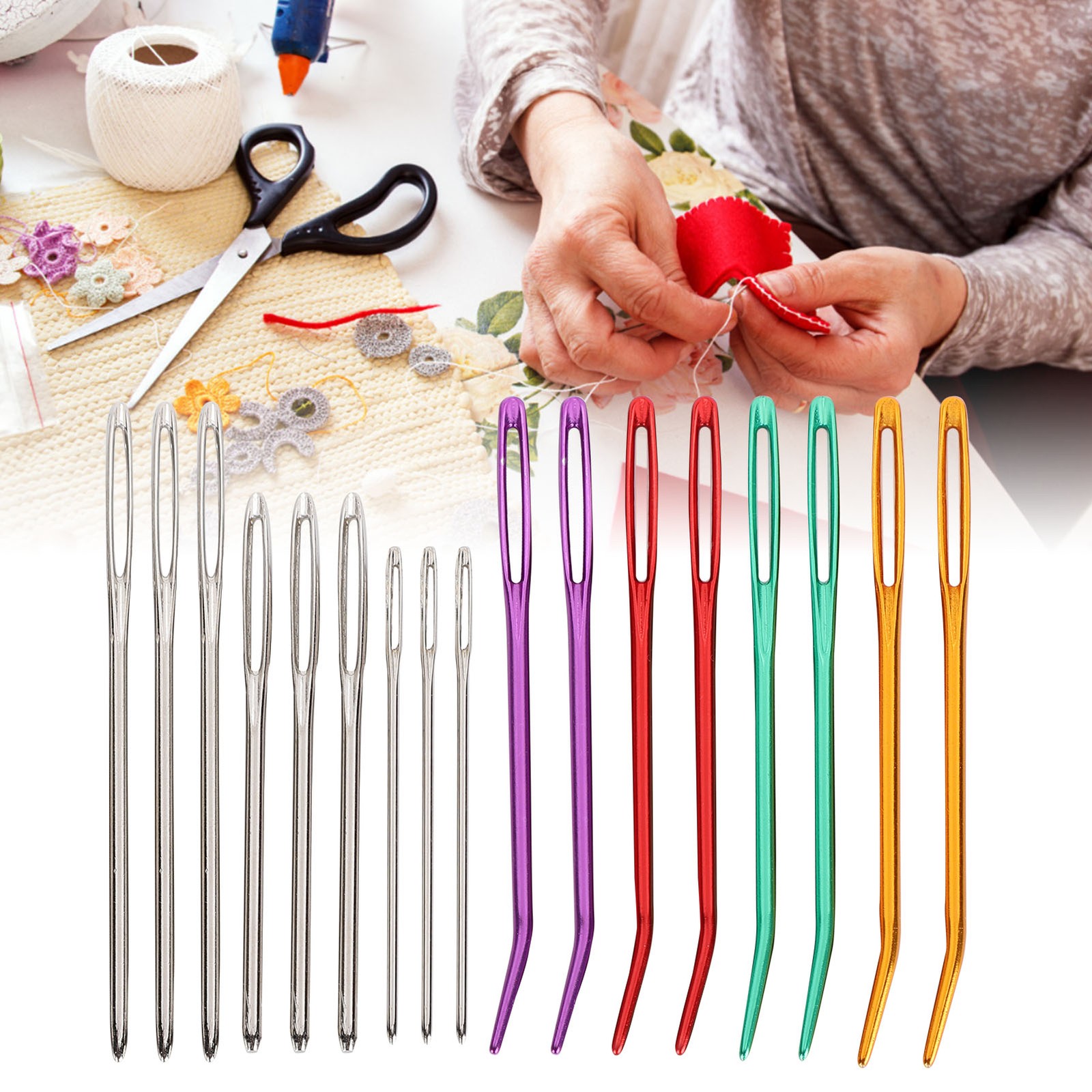 ‧Yarn Needles LargeEye Blunt Aluminum Bent Tip Wool Weave Knitting Sewing