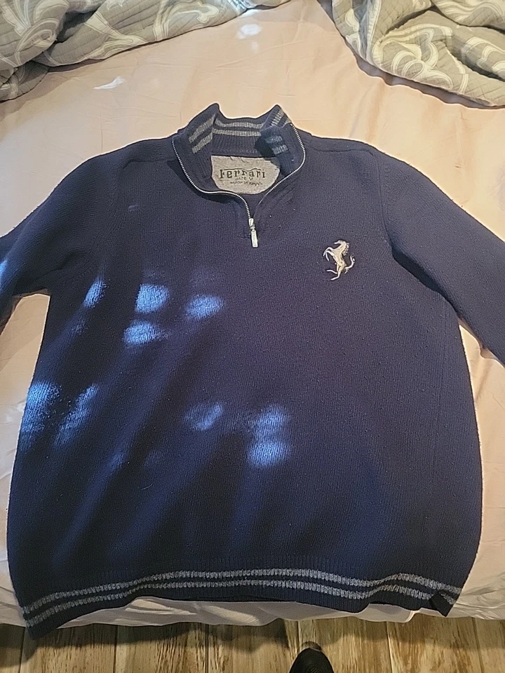 Ferrari Wool Quarter Zip Up Wool Sweater Men’s M Made In Italy - Image 2 of 4