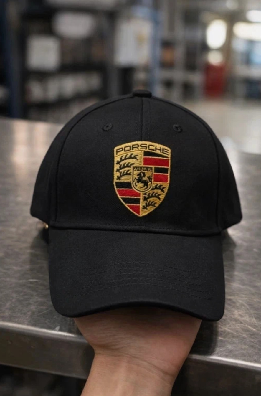 PorsChe Official Crest Black Baseball Cap Unisex Adjustable Sports Hat New