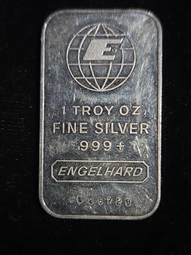 1oz Engelhard Silver Bar - Serial FB 85729 - .999 Fine Siver - Free Shipping