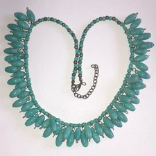 Turquoise Color Glass Beaded Chunky Boho Necklace
