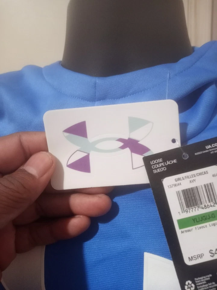 Nueva Sudadera con Capucha Under Armour Niña Vellón Logo Talla Juvenil Grande YL Azul Nueva con Etiquetas Foto 4 de 4