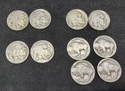Lot of 10 Buffalo Nickels 1925P, 1928P, 1930P2, 1936P2, & 2-P, 1-D, 1-S Unkown