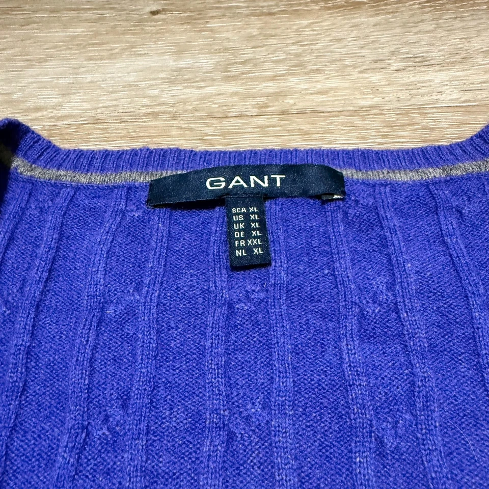 Gant Cable Knit Sweater Vest Tank Top Lambs Wool Purple XL - Image 3 of 4