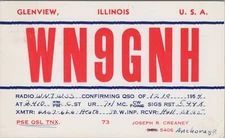 amateur ham radio QSL postcard WN9GNH Joseph R Creaney 1954 Glenview Illinois